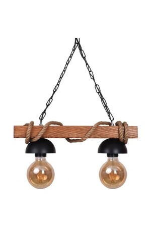 Wooden Chandelier 2 Rope Chandelier Rustic 655 - Zümra Ahşap