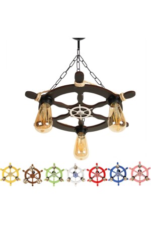 Wooden Chandelier Helm Themed 3 Piece - M253 Colorful Models - Morvizyon