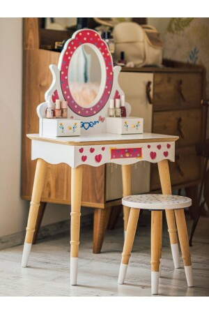 Wooden Children's Makeup Table Set Çg68-t3006 Pink - Toysilla
