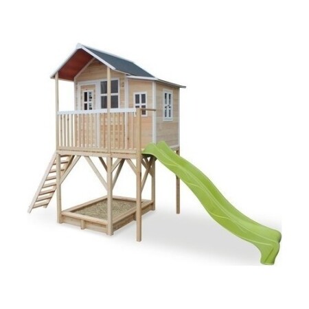 Wooden children's playhouse with terrace, sandbox and slide Exit Loft 750 Natural - Exit