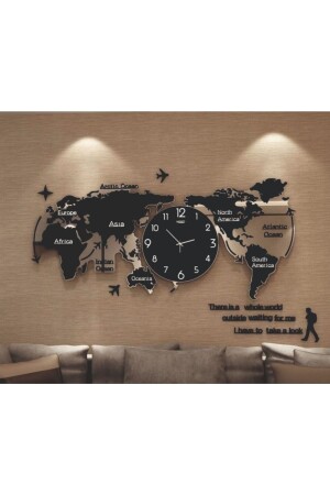 Wooden Clock with World Map Dny1234 - zeynepserralazer