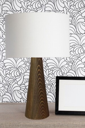 Wooden Conical Body Design Lampshade Fabric Headboard Cream AAG999AH116 - Art&Gift