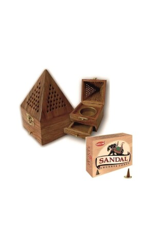 Wooden Conical Frankincense Incense Box Large Size and 1 Pack (10 Pieces) 1981-34 - BUHANA HEDİYELİK