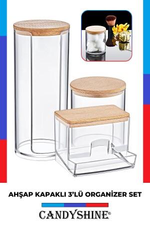 Wooden Cover 3-Piece Organizer Set Modern Cotton Organizer Stylish 3-Piece Cotton Organizer Set - Candyshine