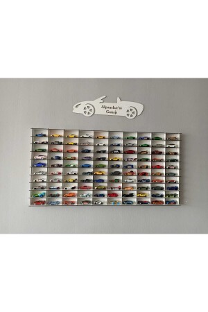 Wooden Decorative Wall Car Rack 100 Pieces Horizontal White Color (Suitable for Hotwheels and Matcbox Cars) - Crdesign