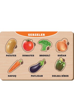 Wooden Find and Plug Educational Puzzle Vegetables - Maketçiniz