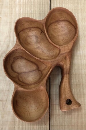 Wooden Four Compartment Snack Bowl, Fruit Bowl, Presentation Plate, Showcase Accessory, Wooden Bowl, Wooden Plate 2022akkuscrz006 - akkuswoodcnc