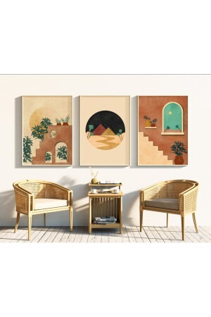 Wooden Framed 3-Piece Abstract Painting bohomö - woodhomeworks