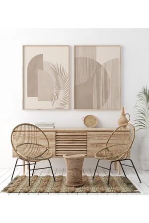 Wooden Framed Abstract Painting of 2 bomom - woodhomeworks
