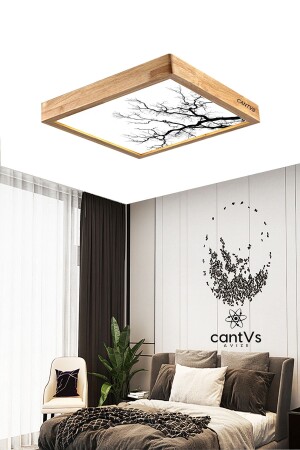 Wooden Framed Ceiling Led 60x60cm Panel Lighting Chandelier Living Room Bedroom Kitchen 6500k White Light cantvs9 - Aquaform