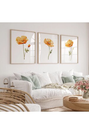 Wooden Framed Painting Set California Poppy - Dekorsiahome