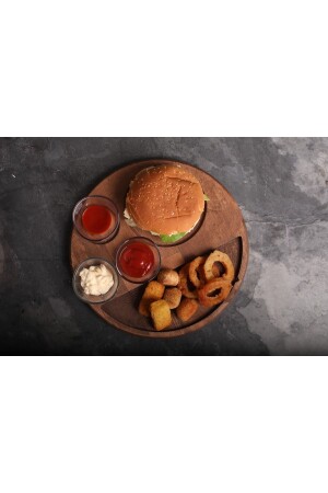 Wooden Hamburger Presentation Plate SMWD014 - SAMMWOOD