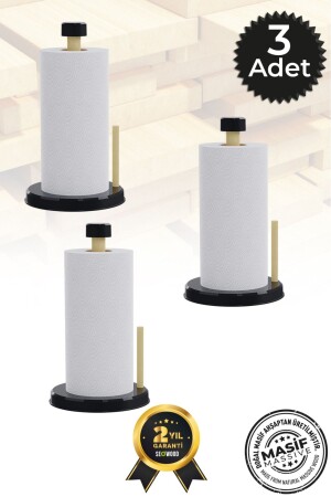 Wooden Handle Paper Towel Holder Napkin Holder 15-5 Cm Width Black 3 Pieces - Seowood
