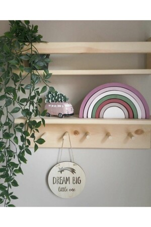 Wooden Hanger Shelf and Bookcase Shelf Educational Montessori Shelf 2 Pieces 60 Cm 0016 - Babyroom