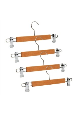 Wooden Hanger with Latch Trouser and Skirt Hanger 10 Pieces Wooden with Latch 10 Pieces - Askıcı
