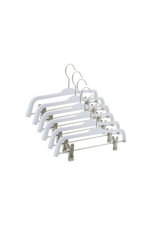Wooden Hanger with Latch Trouser Skirt Hanger White Color 6 Pieces 8178 BYZ 6 - NYN