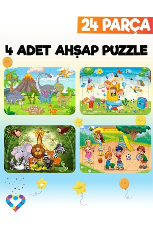 Wooden Kids Puzzle 24 Pieces 4 Pieces - Esatoys