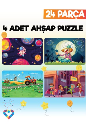 Wooden Kids Puzzle 24 Pieces 4 Pieces - Esatoys