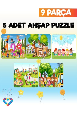 Wooden Kids Puzzle 9 Pieces 5 Pieces - Esatoys