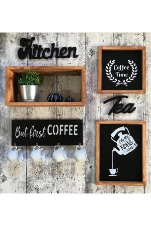 Wooden Kitchen Set with Shelf and Cup Hanger dd05 - dilerdesign