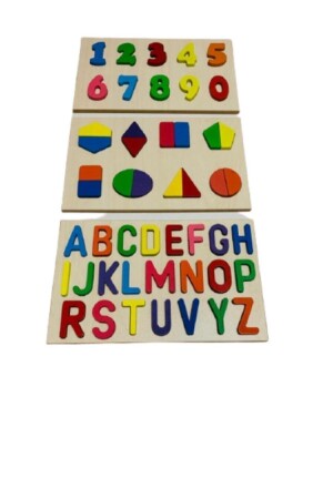 Wooden Letters Geometric Shapes And Numbers Educational Puzzle KS-34 - Türk Toys