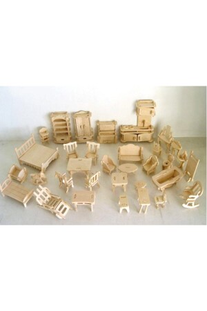 Wooden Miniature Houseware Model 34 Pieces 418868092 - MucizeOyuncaklar