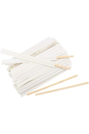 Wooden Mixer with Paper Wrap 500 Pieces Hygienic Economic Large Package 105 - Ahşap