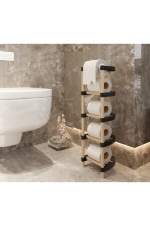 Wooden Modular WC Toilet Roll Holder 4 Layers Screwless Assembly SEO-8102 - Genel Markalar