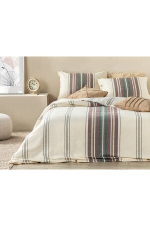 Wooden Natural Yarn Dyed Single Duvet Cover Set 160x220 Cm Claret Red TYC00337494477 - English Home