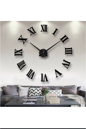 Wooden Numeral Wall Clock Roman Black - Otantik
