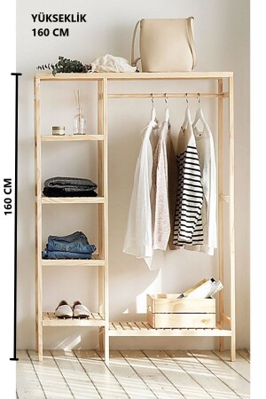 Wooden Open Closet Garment Hanger Without Cover Wardrobe Clothes Hanger 30x100x160 Cm 250060 - pinoxi
