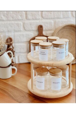 Wooden Revolving Stand & Wooden Stand & Wooden Organizer & Organizer 2LayerRotaryStandÖNH - ÖZ NUR HOME