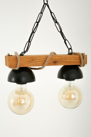 Wooden Rope 3-Piece Rustic Chandelier Modern Design walnutr3 - megüsa