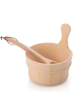 Wooden Sauna Bucket and Ladle kv - Nada Kozmetik