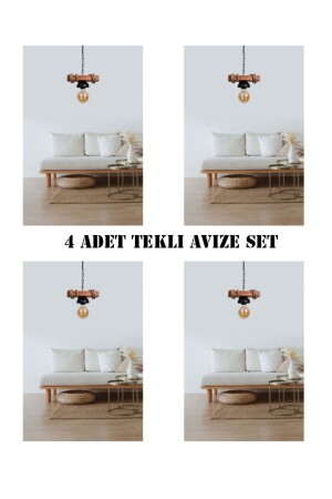 Wooden Single Rope Rustic Chandelier 4 Pieces Advantage Package 9846498-6 - RSCOLLECTIONS