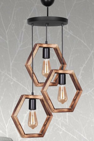 Wooden Special Design Rustic Black Pendant Lamp Living Room - Kitchen - Bedroom 3-Piece Chandelier LA10002300004 - Fer Avize