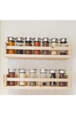 Wooden Spice Rack Spice Rack 2-Wall Shelf double shelf - ÇEVİK SUNAR