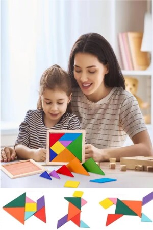 Wooden Tangram Intelligence Development Educational Toy Mini Size 7x7 Cm - Hyd