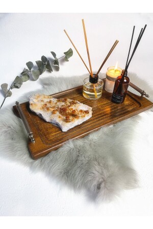 Wooden Tray with Antique Brass Handle MERSAN008 - NOBLERAVEN DESIGN