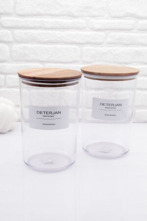 Wooden Vacuum Lid Hard Plastic Laundry Detergent Jar (For Whites And Colors) - Zezedesing