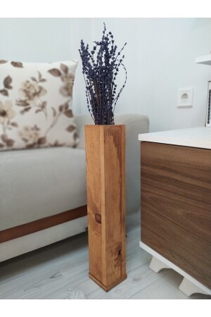 Wooden Vase Pampas Artificial Flower Vase Tall Figurine 49 Cm - Üzüm Yaprağı