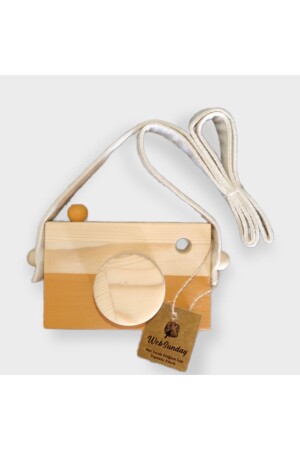 Wooden Waldorf Camera - Educational Baby Camera Toy 2 3 4 5 6 Years Old Boy Girl - mustard - Websunday