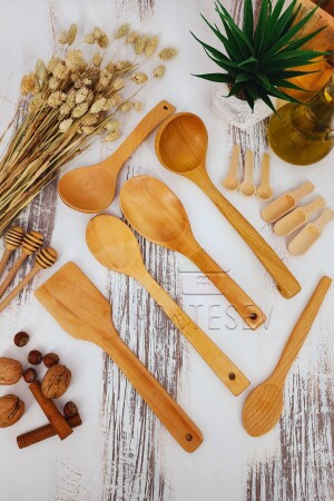 Wooden Wooden Kitchen Spoon Set 15 Pieces Beech, Boxwood and Bamboo Wood Spoon ynahş1 - MONTESEV