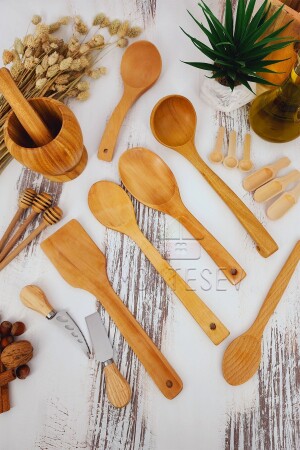 Wooden Wooden Kitchen Spoon Set 18 Pieces Beech, Boxwood and Bamboo Wood Spoon SR020 - MONTESEV