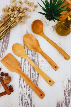 Wooden Wooden Kitchen Spoon Set 4 Pieces Beech, Boxwood and Bamboo Wood Spoons ynahş2 - MONTESEV