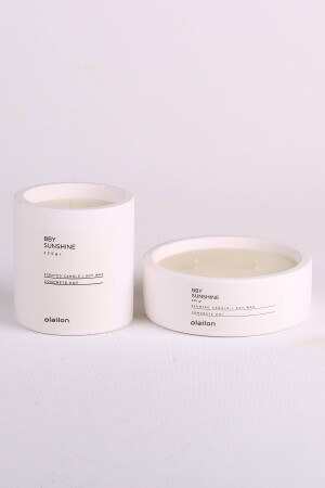 Woody Scented Candle - Decorative Double Candle Set with Concrete Pot - Olailon