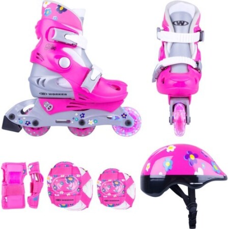 Worker Polly LED children's roller skates with light-up wheels and guards - Worker
