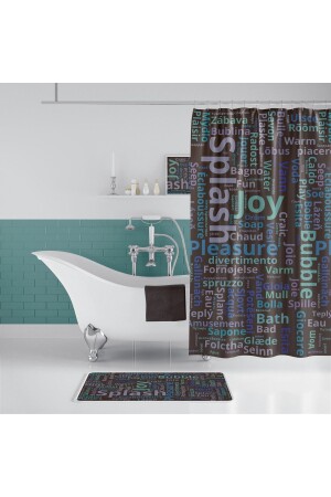World Cloud Bath Mat And Single Wing Shower Curtain 1x180x200 Set BAHWORLD5080 - Zethome