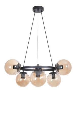 World Modern Design Kitchen - Living Room - Bedroom - Ceiling Black Color Honey Glass 6-Piece Chandelier DN323 - Fer Avize