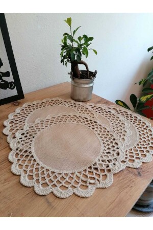 Wrinkle-Free Linen Edges Hand Knitted Beige Color Coffee Table Cloth Table Cloth Presentation Decoration - Elevres
